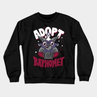 Adopt a Baphomet - Creepy Cute Cartoon - Kawaii Goth Crewneck Sweatshirt